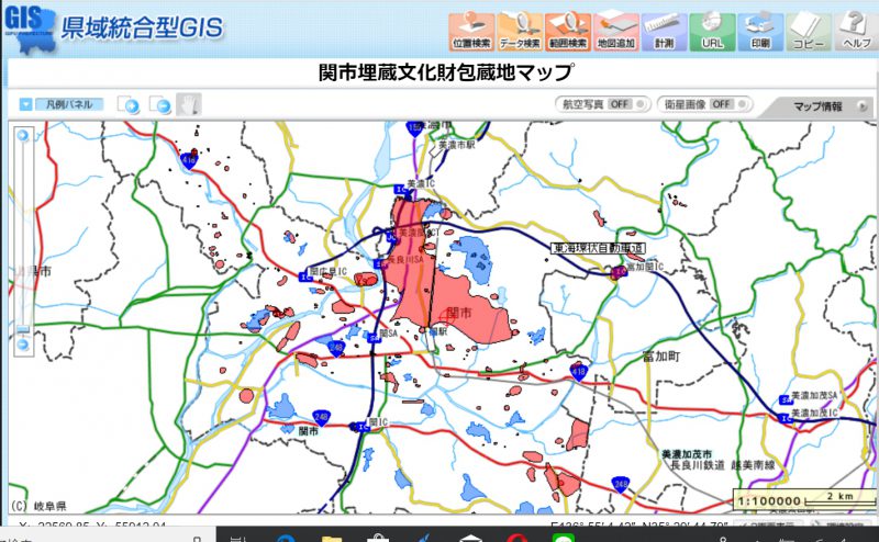 関市埋蔵文化財包蔵地マップ
