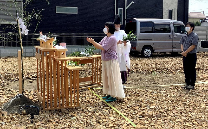 地鎮祭　玉串奉典　楽楽楽の家　平田建設